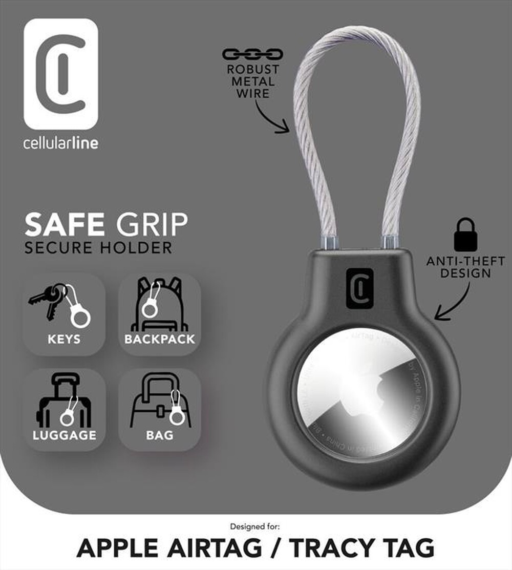 Immagine del prodotto CELLULARLINE - Custodia rigida per AirTag e Tracy Tag SAFE GRIP-Nero