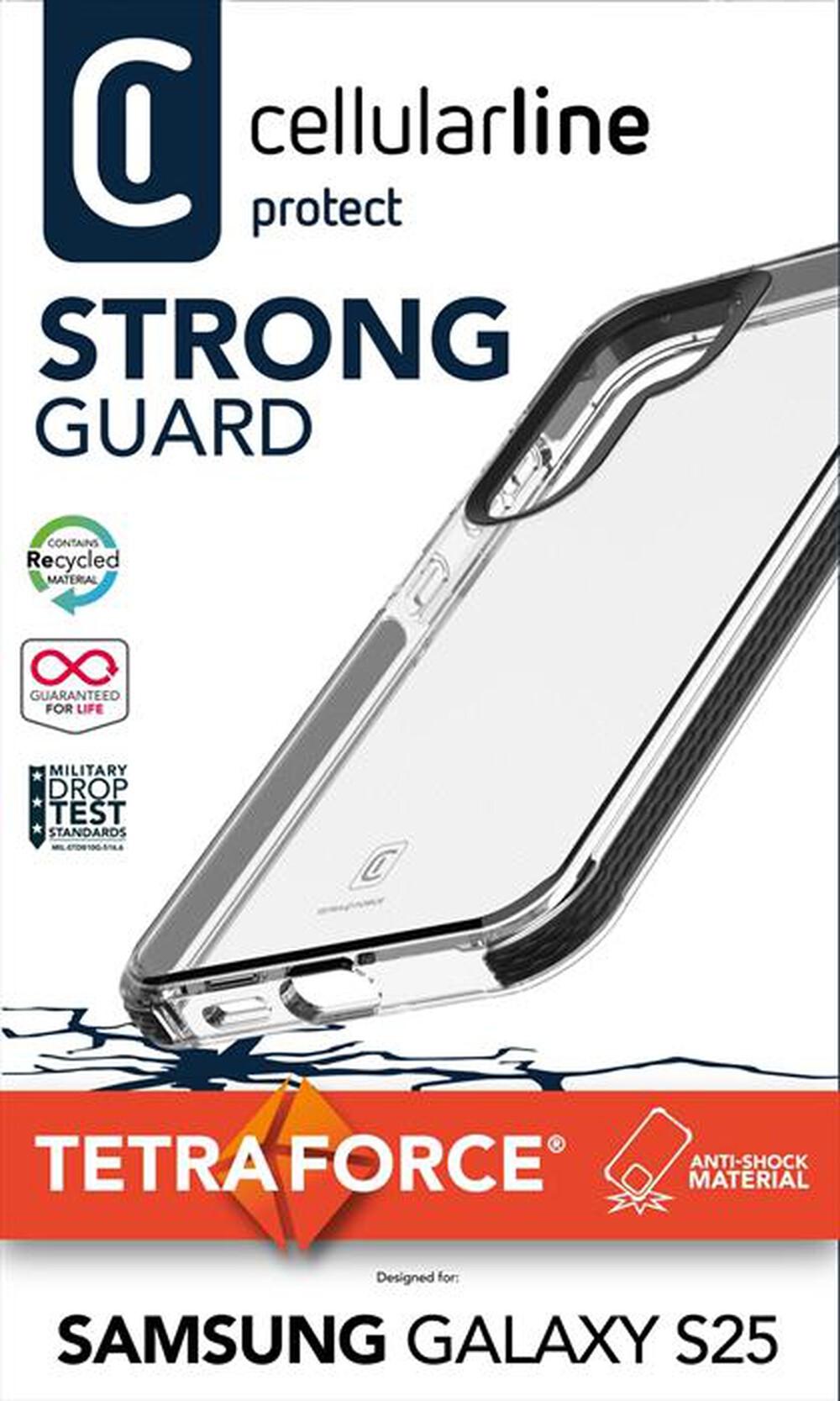 "CELLULARLINE - Cover TETRA FORCE STRONG GUARD - GALAXY S25-Black"