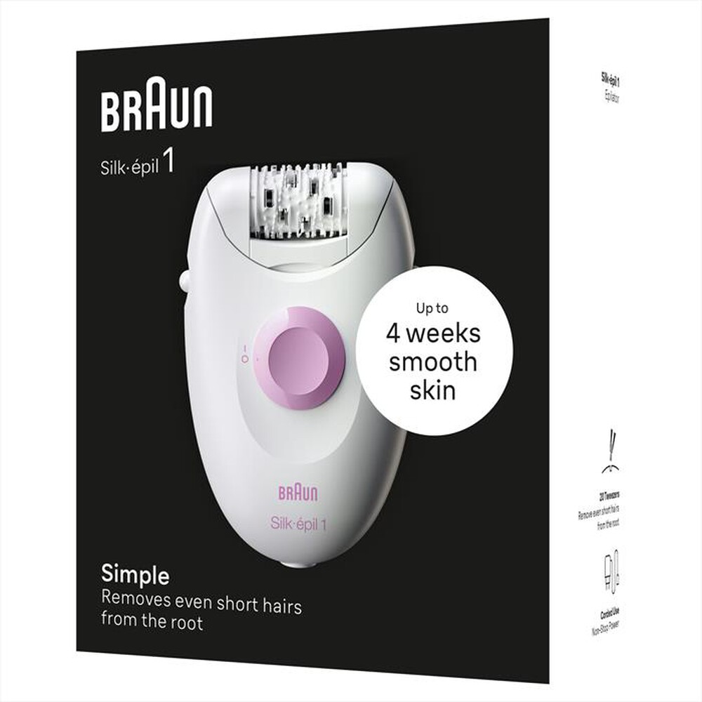 "BRAUN - Epilatore SILK-EPIL 1 1-000-BIANCO/ROSA"