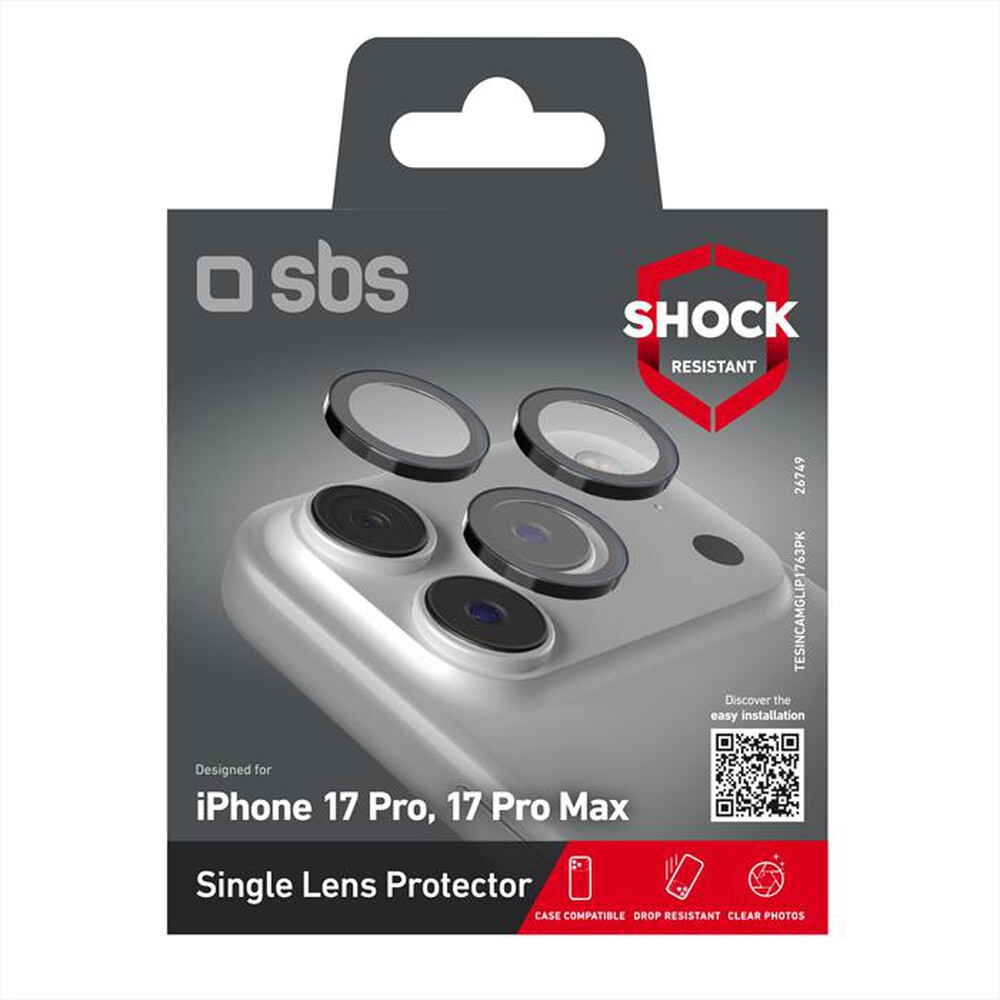 Immagine del prodotto SBS - Vetrino fotocamera per iPhone 17 Pro/17 Pro Max-Nero