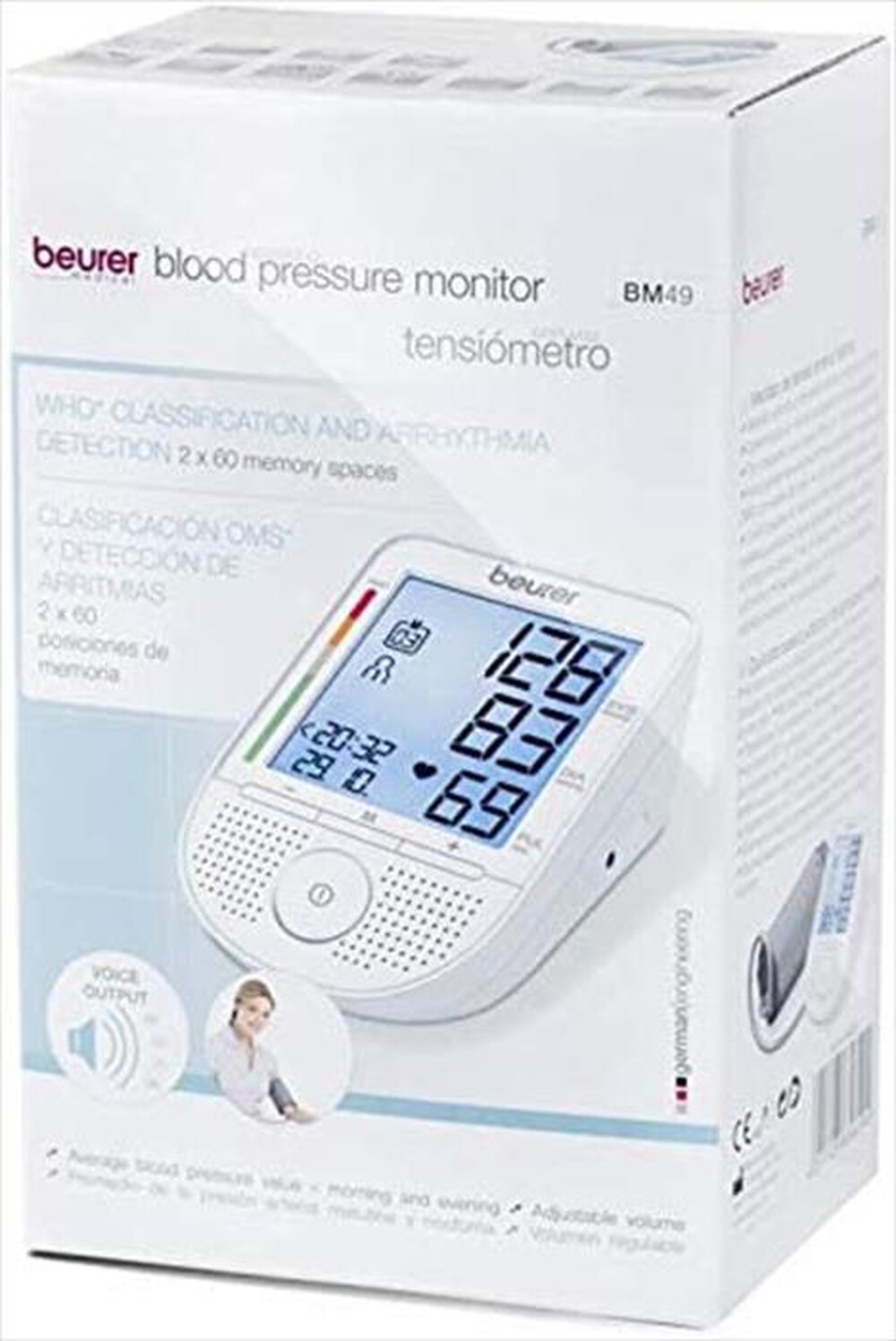 "BEURER - Misuratore di pressione da braccio BM 49 D/F/I/NL-Grigio, Bianco"