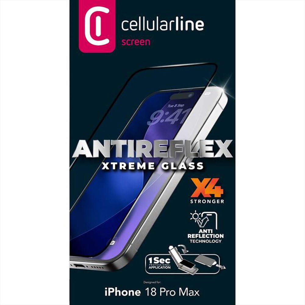 Immagine del prodotto CELLULARLINE - Pellicola ANTIREFLEX XTREME GLASS iPhone 18 Pro Ma-Trasparente