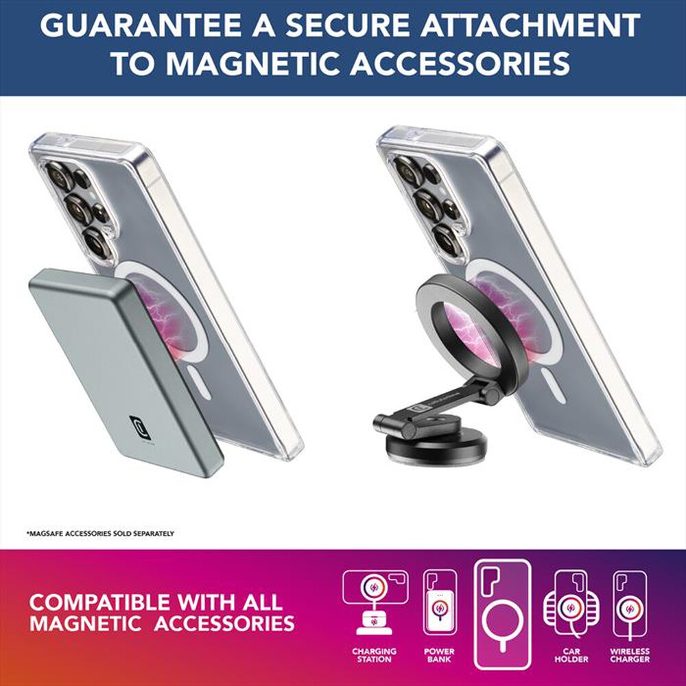 "CELLULARLINE - Cover GLOSS MAG per Galaxy S25 Ultra-Trasparente"