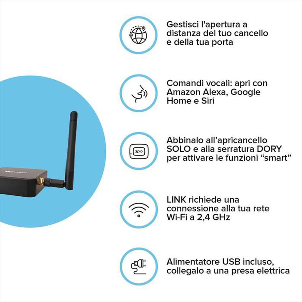 "1 CONTROL - Apricancello e controllo SOLO GEN 2+LINK-Black"