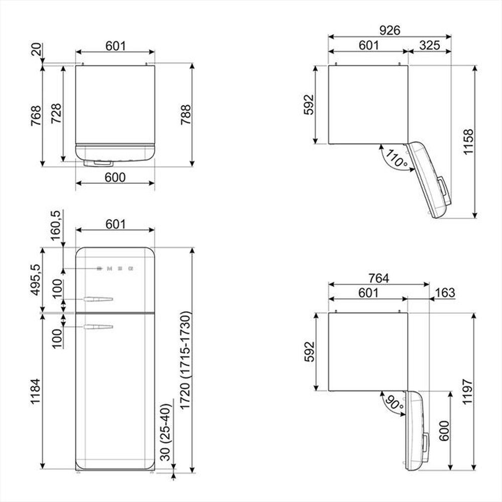 Immagine del prodotto SMEG - Frigorifero 2 porte FAB30RPG6 Classe C 294 lt-Verde Pastello