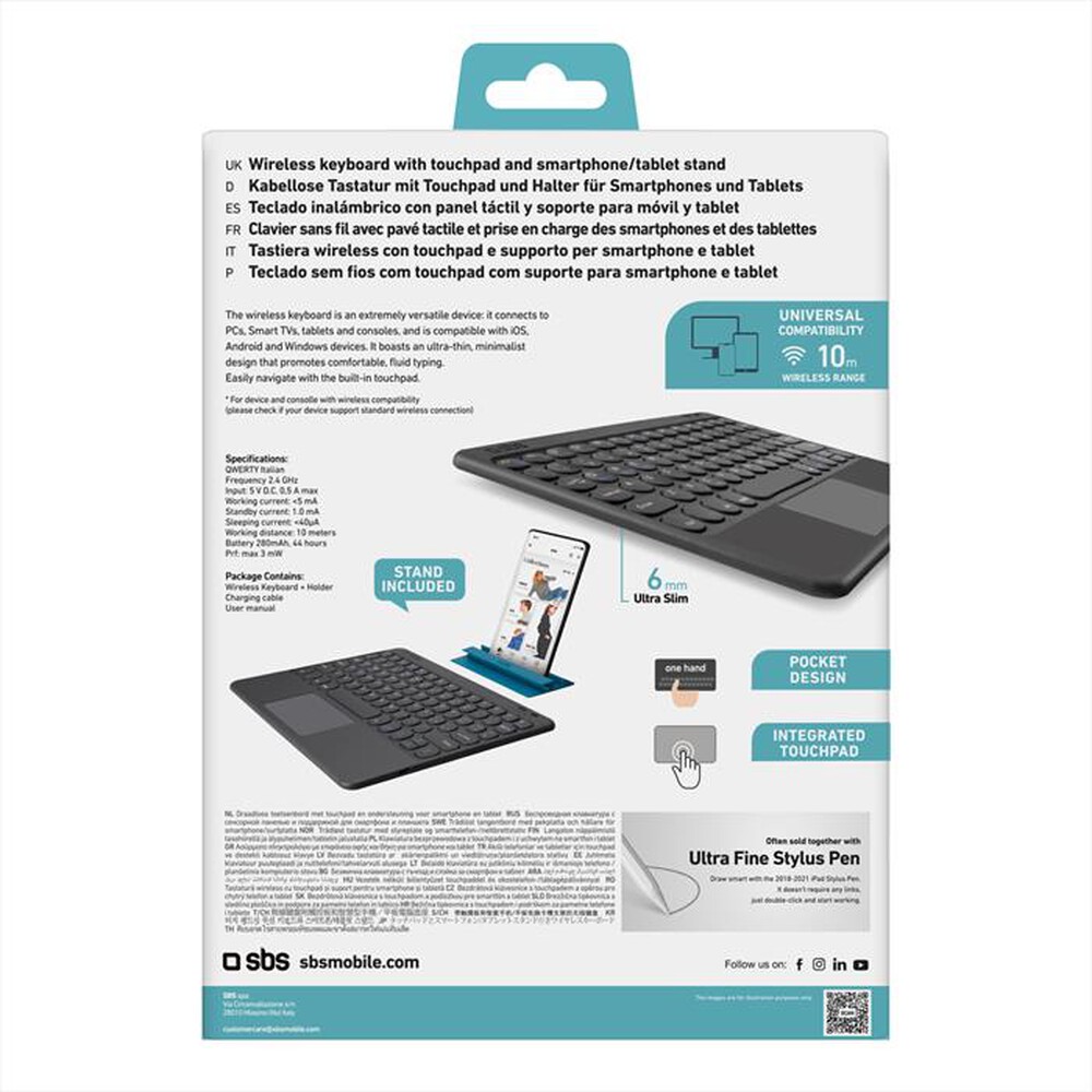 Immagine del prodotto SBS - Universal Bluetooth Keyboard TAUNITOUCHKEYBOARDS-Nero