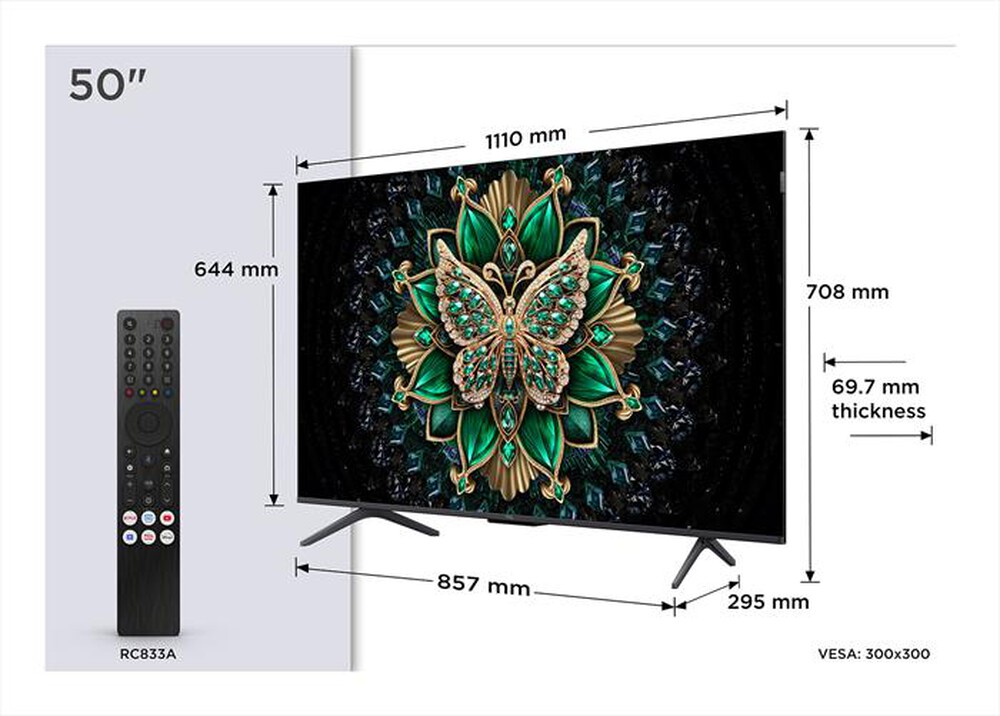 Immagine del prodotto TCL - Smart TV MINI LED 50" 50C69K-Metallico