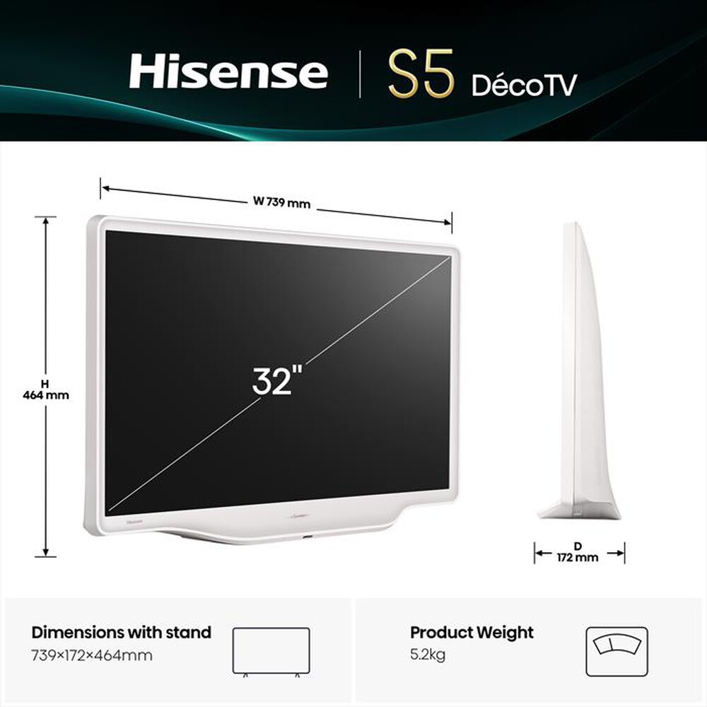 Immagine del prodotto HISENSE - Smart TV QLED FHD 32" 32S5Q-BIANCO