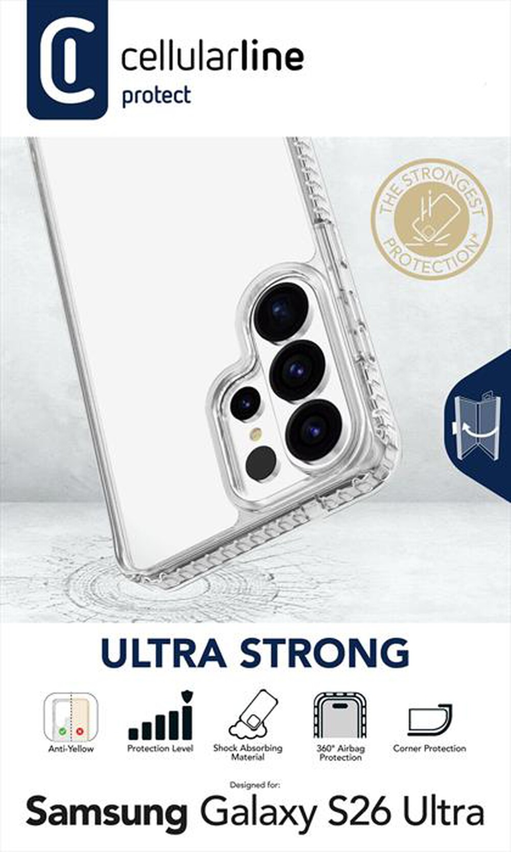 Immagine del prodotto CELLULARLINE - Cover ULTRA STRONG per Galaxy S26 Ultra-Trasparente