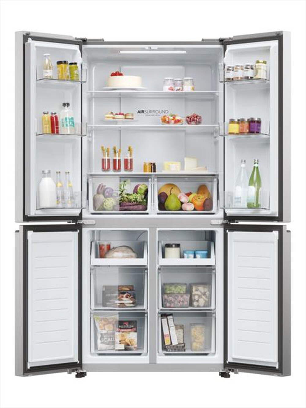 "HAIER - Frigorifero 4 porte HCR3818ENMM Classe E 467 lt-Platino, Stainless steel"