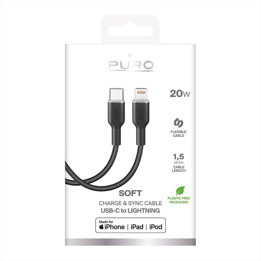 Immagine del prodotto PURO - Cavo ICON da USB-C a Lightning PUCAPLTUSBCICONBLK-Nero
