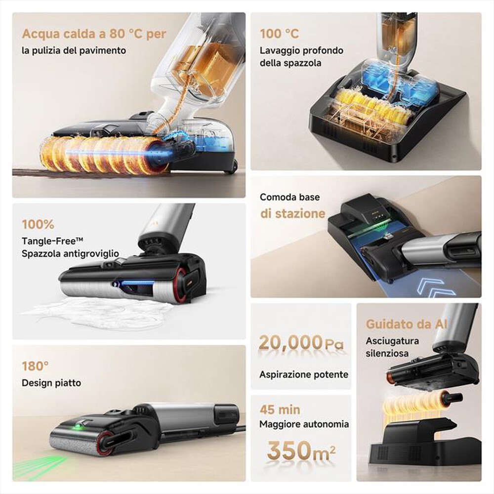 "MOVA - Scopa ricaricabile X4VIMPRO-Nero / Oro"