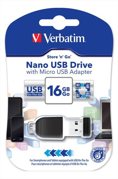 VERBATIM - NANO USB Drive con Adattatore Micro USB 16GB
