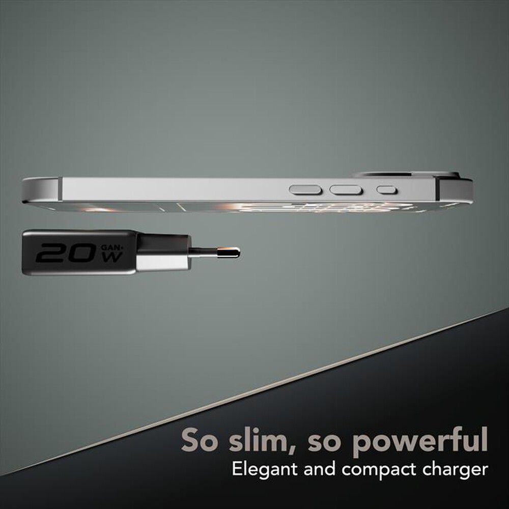 Immagine del prodotto CELLULARLINE - Caricatore Power Lite Slim 20W Dual USB-A + USB-C-Nero