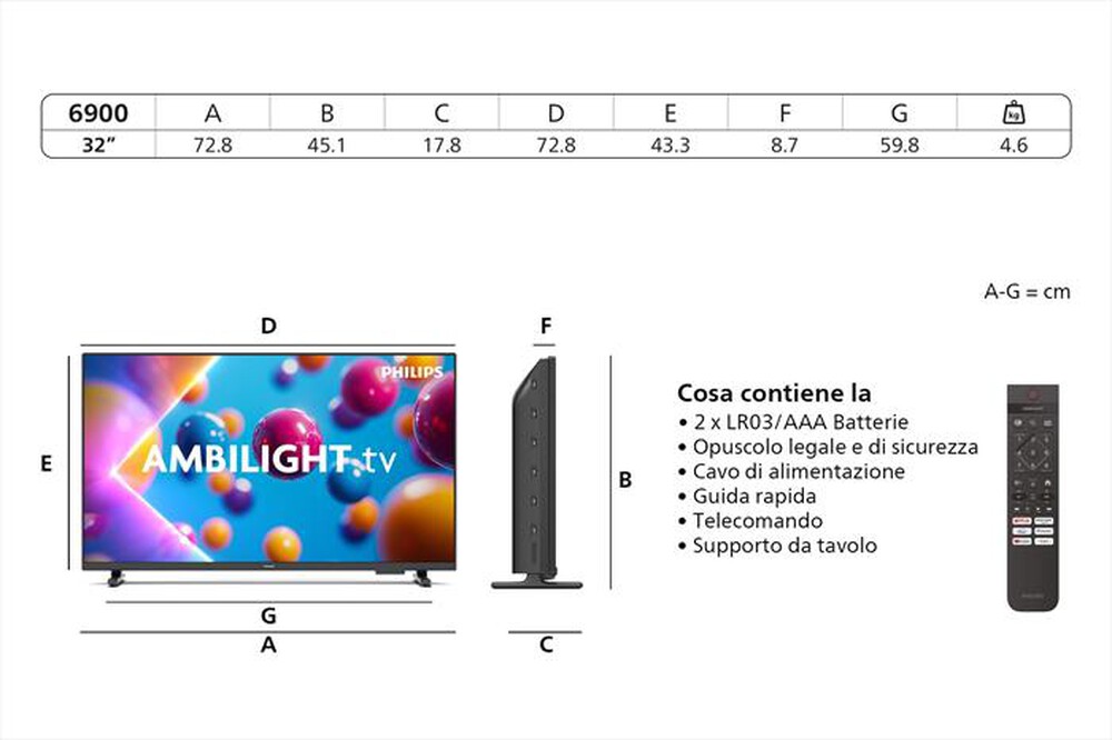 Immagine del prodotto PHILIPS - Smart TV Ambilight FHD 32" 32PFS6900-Black