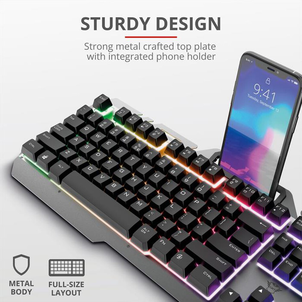 Immagine del prodotto TRUST - GXT853 ESCA METAL KEYBOARD IT-Black - Illuminated