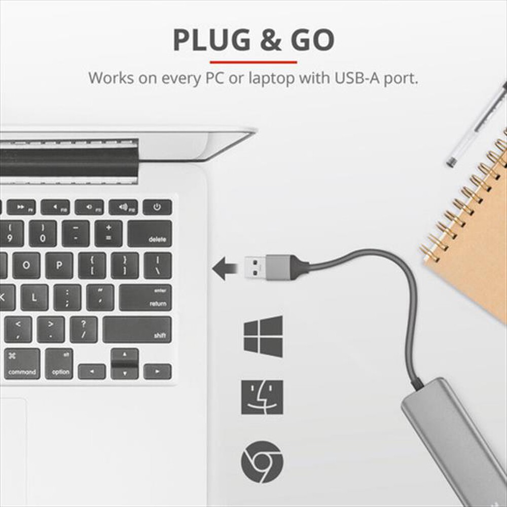 "TRUST - HALYX 4-PORT USB3.2 HUB-Alluminio"