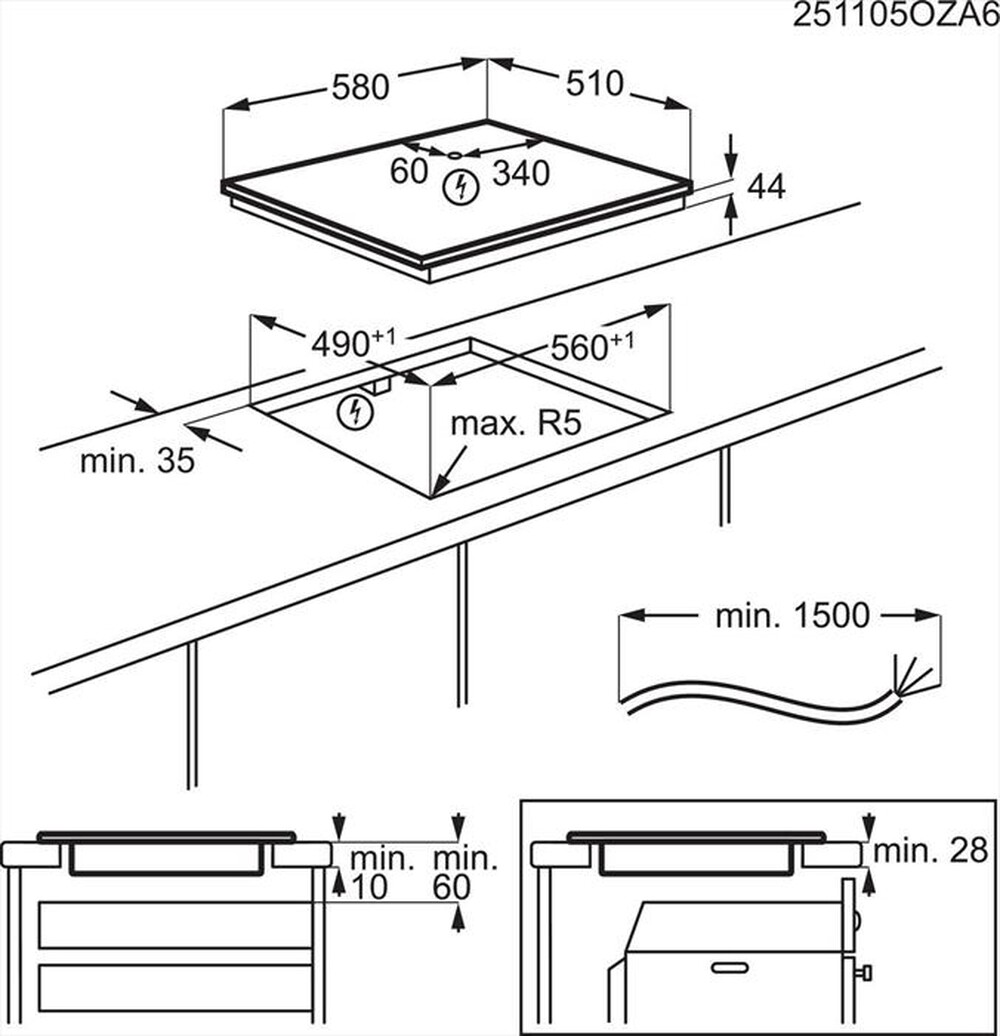 Immagine del prodotto AEG - Piano cottura elettrico TI64IB30IZ 58 cm-Nero
