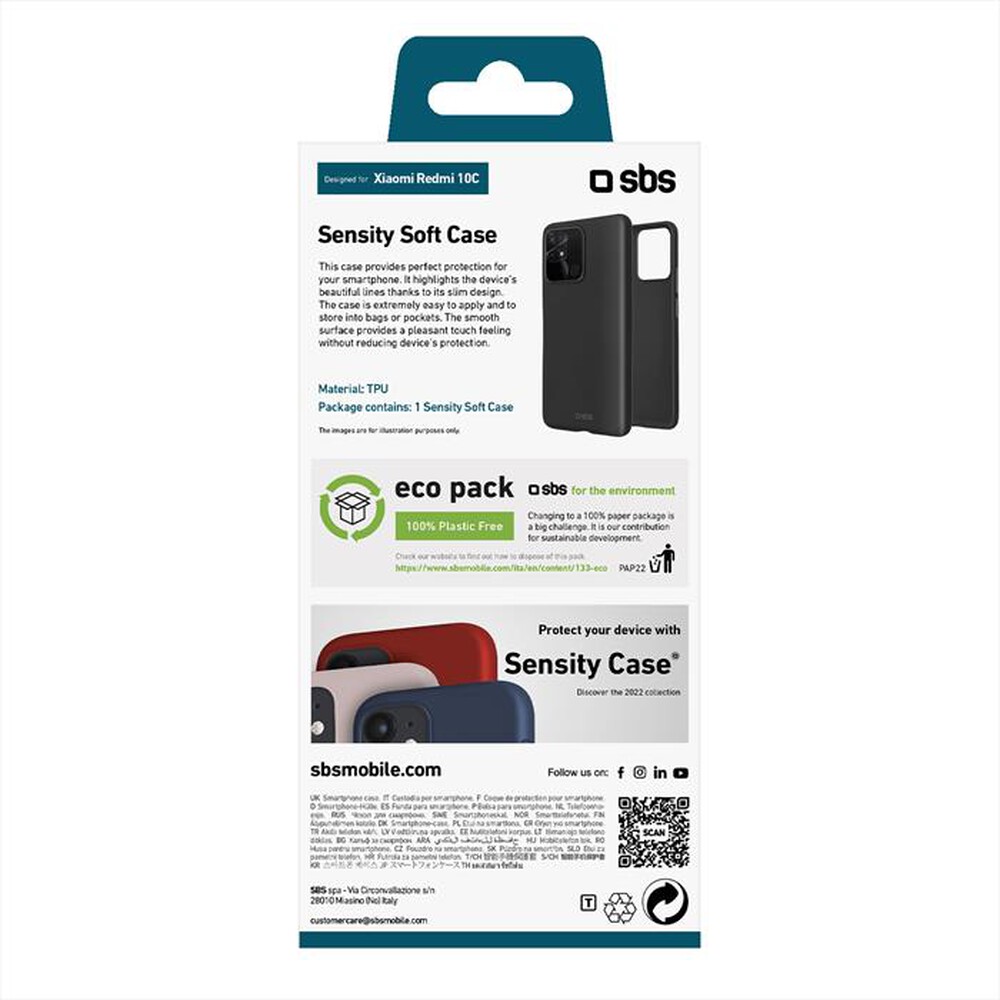 "SBS - Cover Sensity TESENSXIRNO10CK per Xiaomi Redmi 10C-Nero"