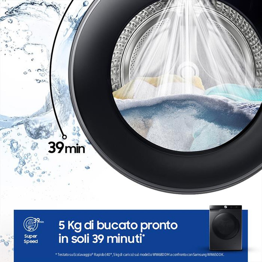 Immagine del prodotto SAMSUNG - Lavasciuga WD90DG6G94BBU3 9/5KG Classe A-nera con oblò e display nero