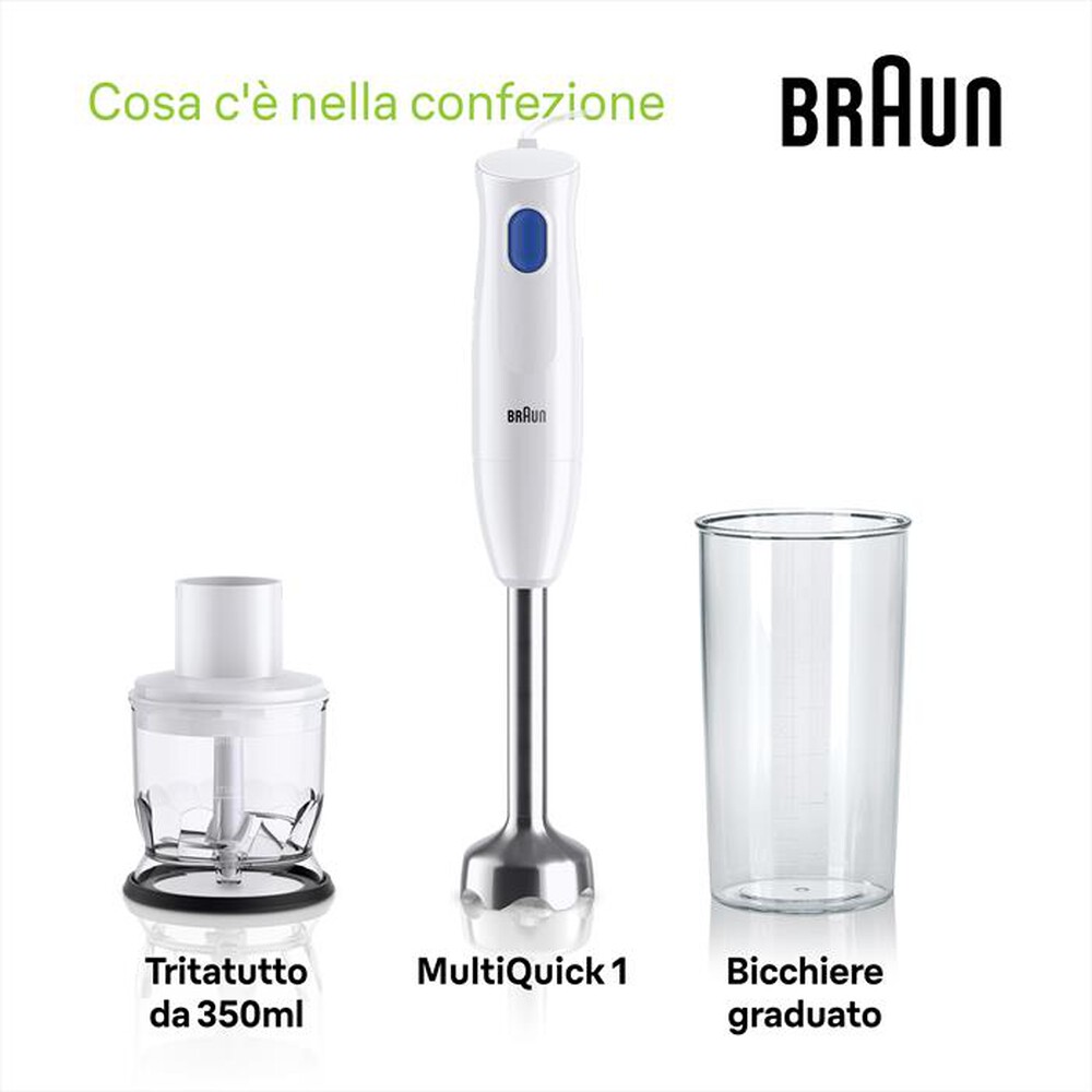 "BRAUN - Frullatore a immersione Minipimer MQ10.201M-Bianco"