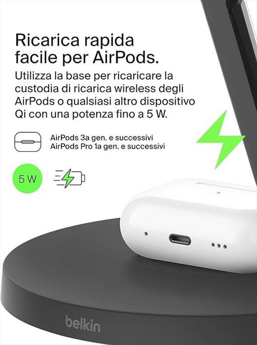 Immagine del prodotto BELKIN - BOOSTCHARGE PRO 3-IN-1 QI2 15W WIRELESS-Nero