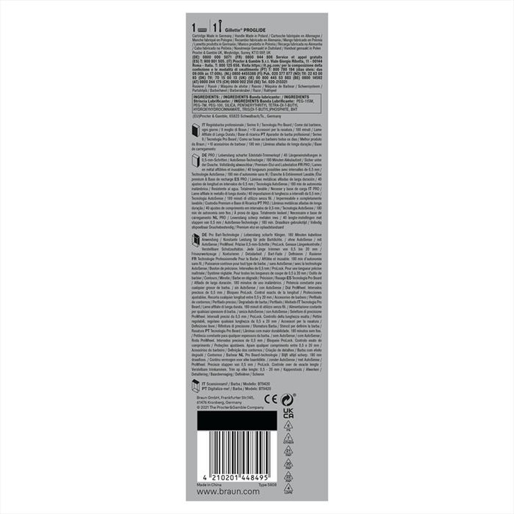 "BRAUN - Regolabarba BT9420-NERO/GRIGIO"