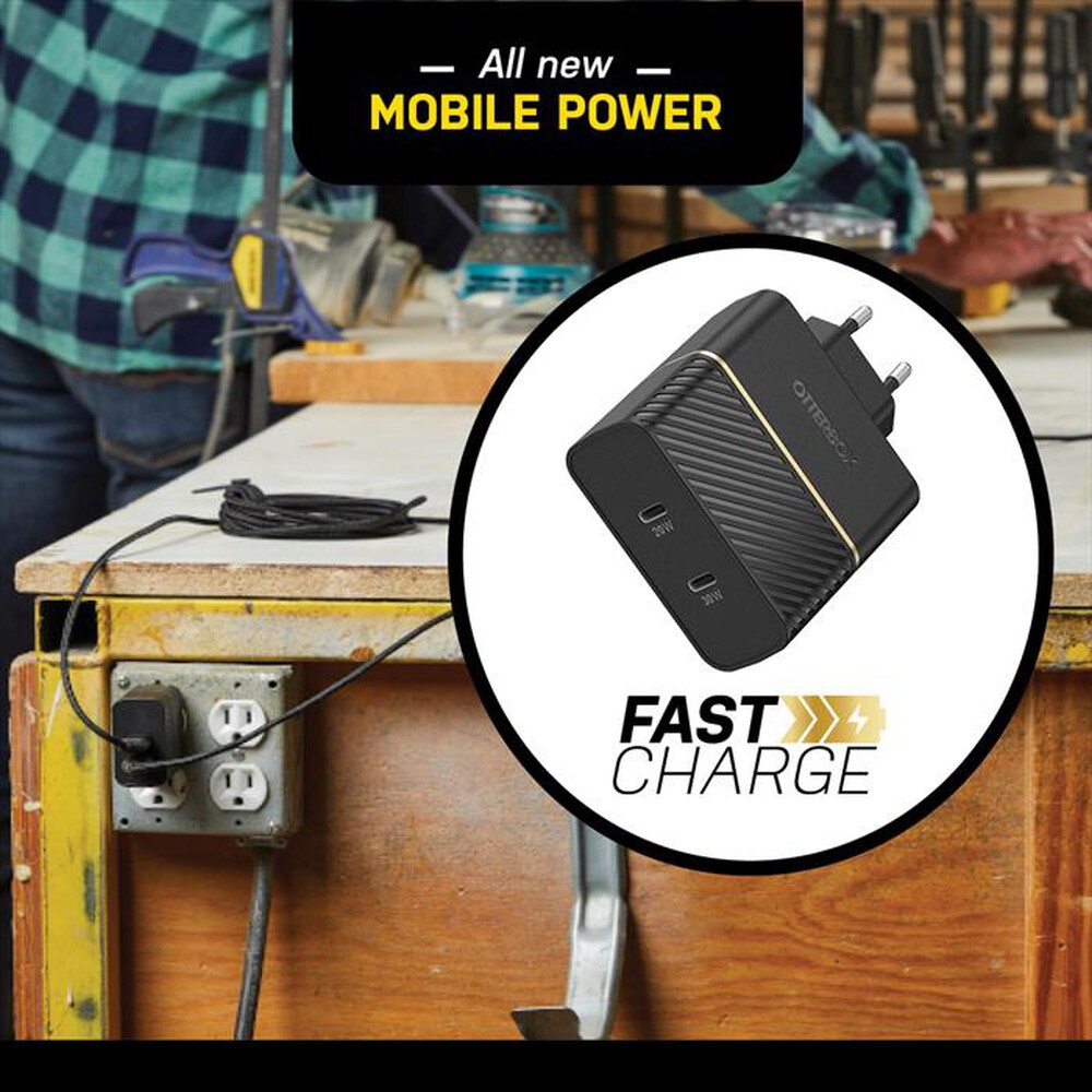 "OTTERBOX - CARICATORE DA MURO 50W - 1X USB-C 30W + 1X USB-C 2-nero"