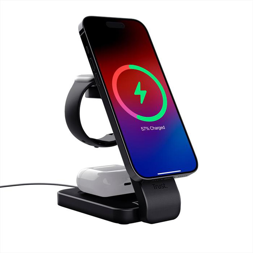 "TRUST - VIRO 3-IN-1 MAGNETIC CHARGE STAND-Black"