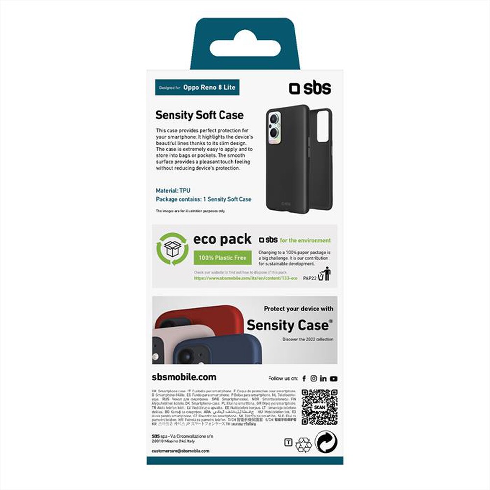 "SBS - Cover Sensity TESENSOPR8LK Oppo Reno 8 Lite-Nero"