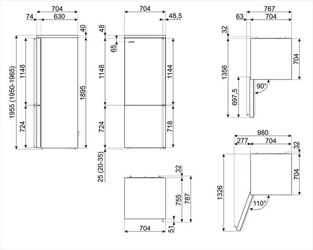 "SMEG - Frigorifero Combinato FA3905LX5 Classe E-Inox"