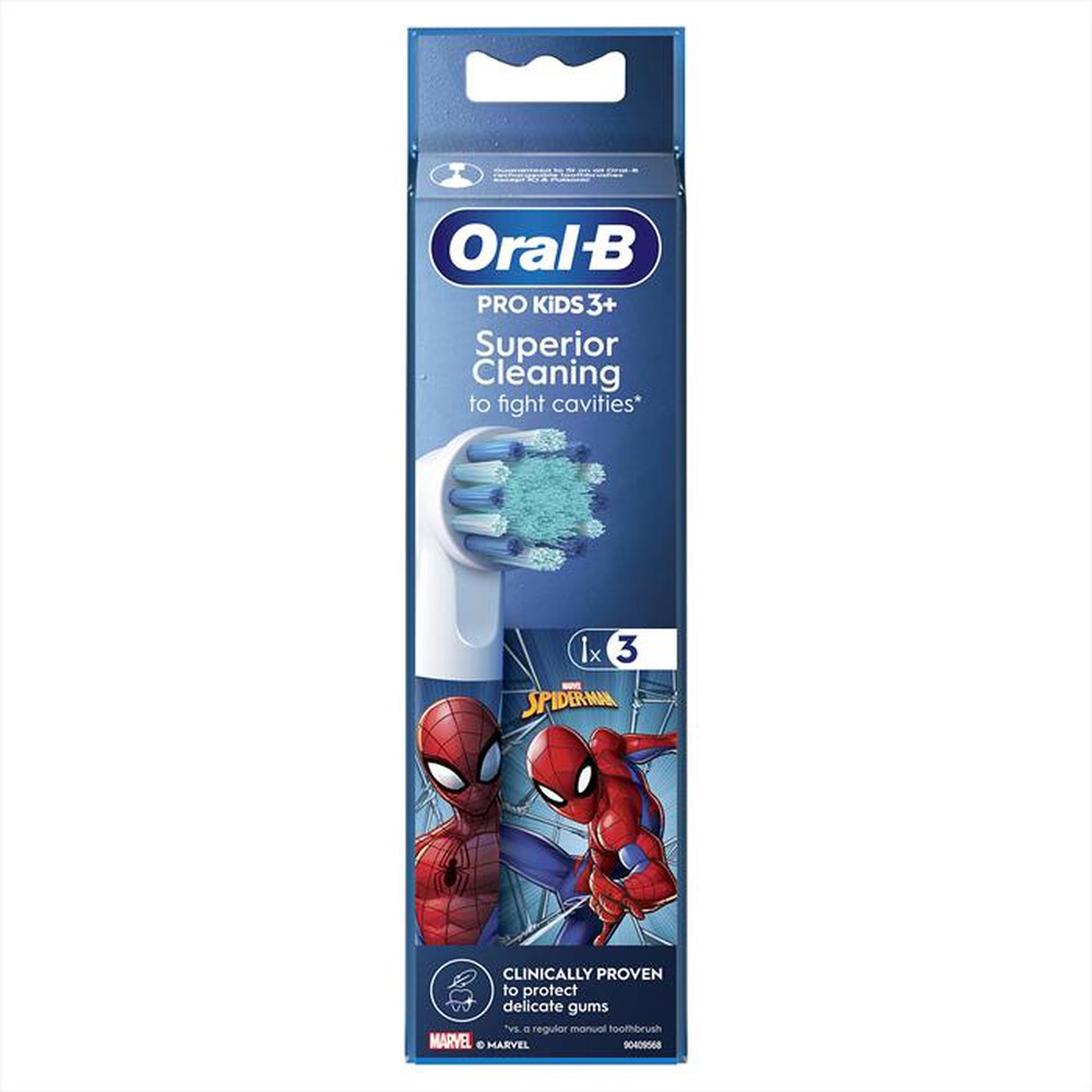 "ORAL-B - TESTINE PRO KIDS SPIDERMAN 3 TESTINE-BIANCO personaggio SPIDERMAN"