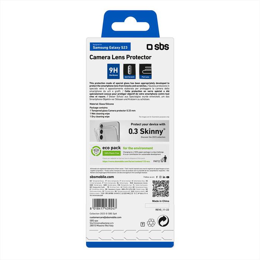 "SBS - Screen protector TECAMGLSAS23 per Samsung S23-Trasparente"