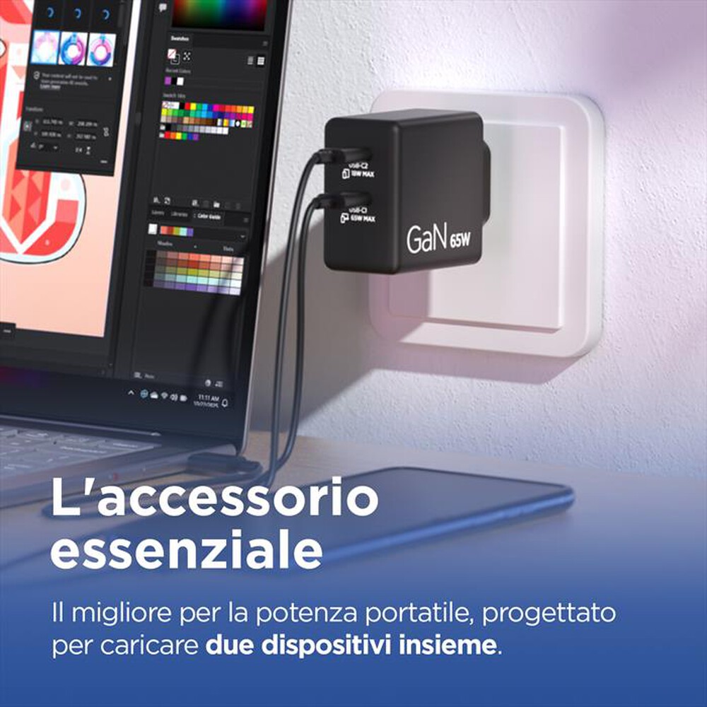Immagine del prodotto LENOVO - Caricabatterie DUAL USB-C 65W GAN-NERO