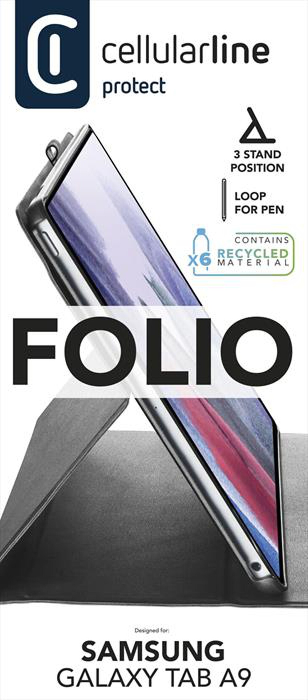 "CELLULARLINE - Custodia FOLIOGTABA987K per Galaxy Tab A9-Nero"