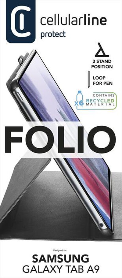 CELLULARLINE - Custodia FOLIOGTABA987K per Galaxy Tab A9-Nero