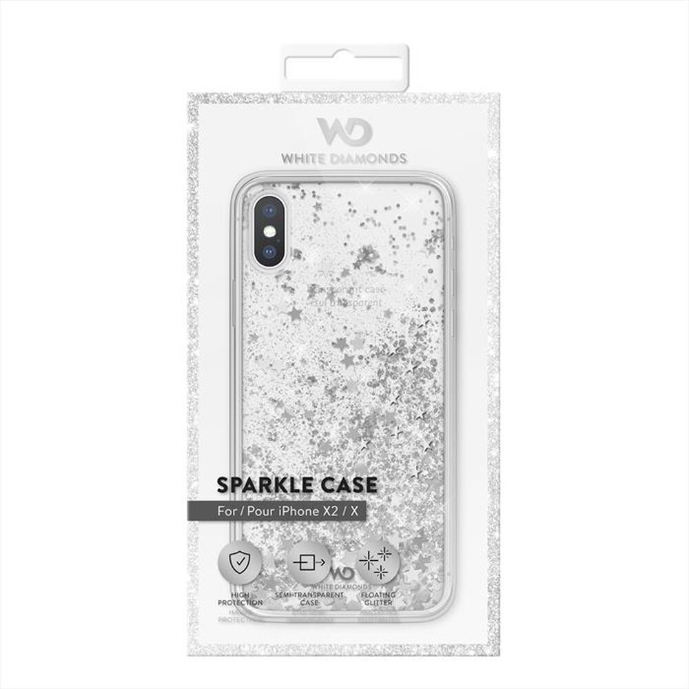 "WHITE DIAMOND - SPARKLE COVER IPHONE X/XS STELLE-ARGENTO/TPU"