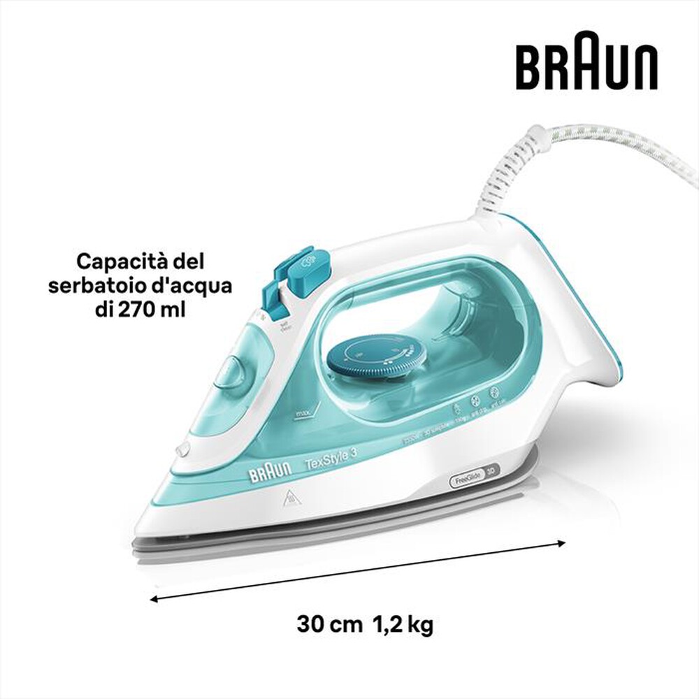 Immagine del prodotto BRAUN - FERRO A VAPORE TEXSTYLE 3 SI3041GR-Bianco/Verde