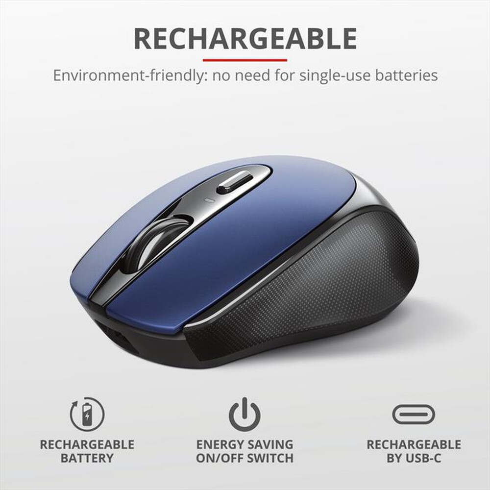 "TRUST - ZAYA WRL RCHRGABLE MOUSE BLU-Blue"