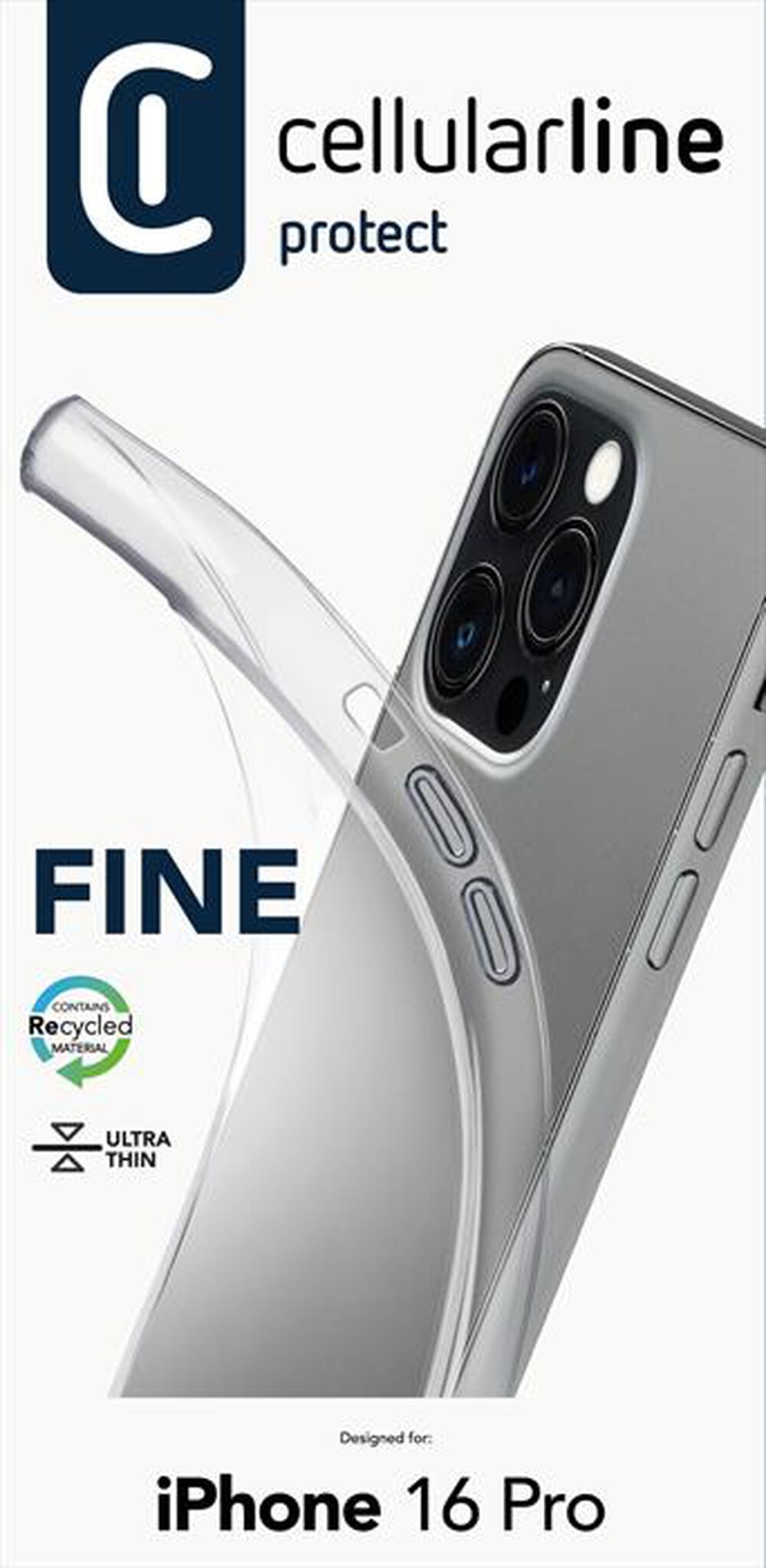 "CELLULARLINE - Cover case FINE per iPhone 16 Pro-Transparent"