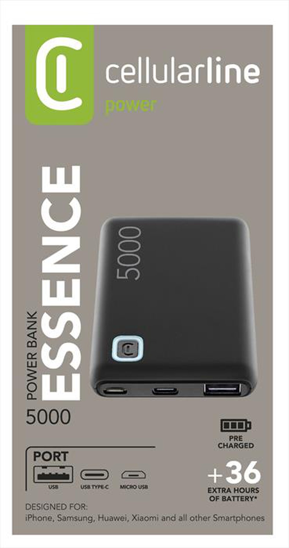 "CELLULARLINE - PBESSENCE5000K-Nero"