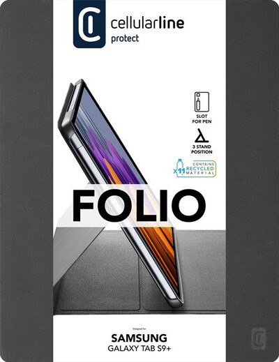 CELLULARLINE - Custodia 3 Stand FOLIOGTABS9PL124K Galaxy Tab S9+-Nero