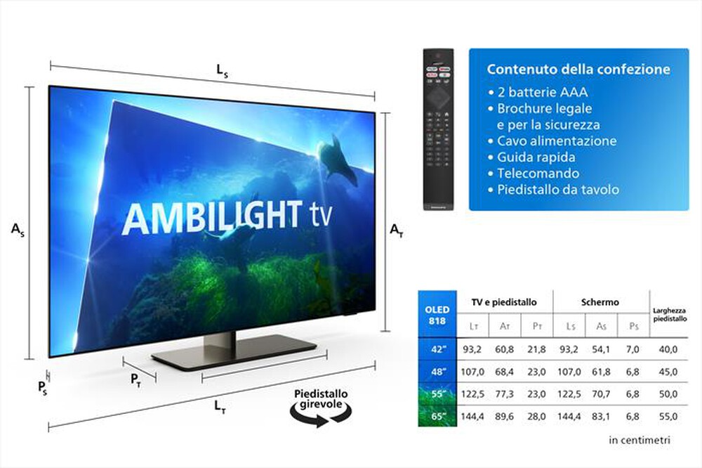 "PHILIPS - Ambilight Smart TV OLED UHD 4K 55\" 55OLED818/12-Metallo"