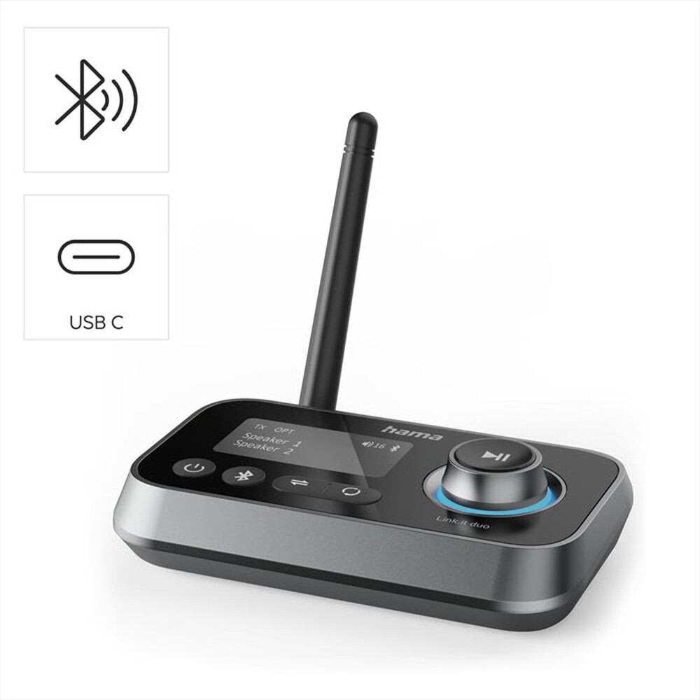 "HAMA - Ricevitore/Trasmettitore audio bluetoothLIN.IT DUO-Nero"