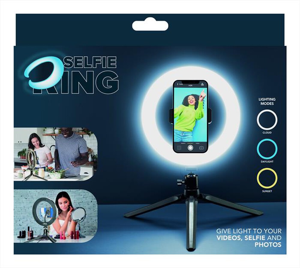 Immagine del prodotto CELLULARLINE - SELFIERINGK Treppiede con anello led per selfie-Nero