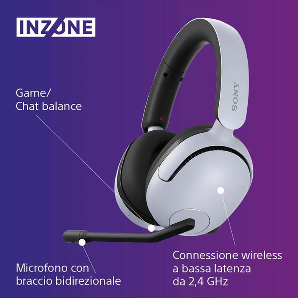 "SONY - Cuffie gaming wireless WHG500W.CE7-Bianco"