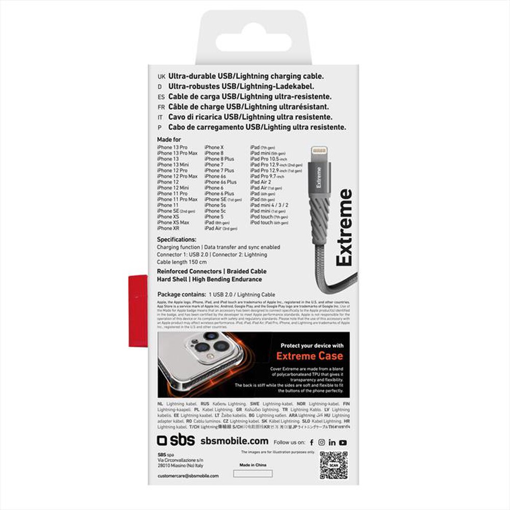 "SBS - Cavo USB TECABLEUNRELIGK-Grigio"