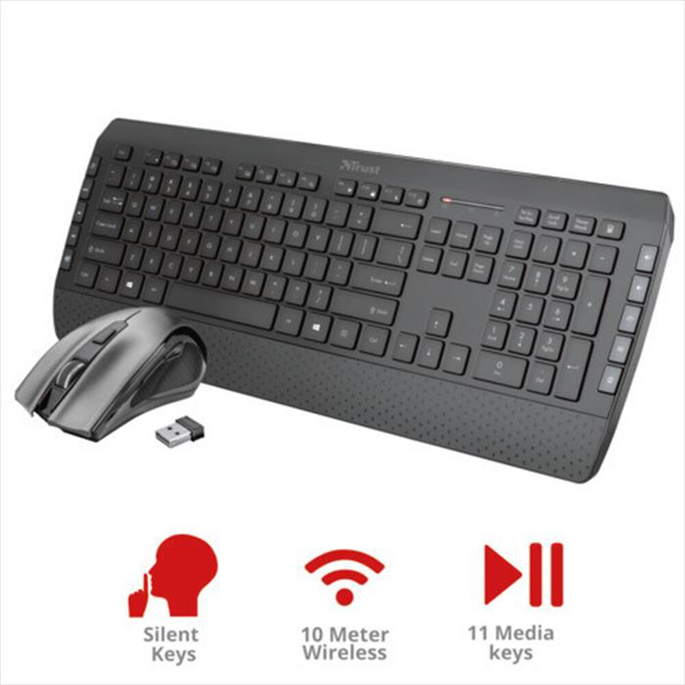 "TRUST - TECLA-2 WIRELESS KEYB & MSE IT-Black"