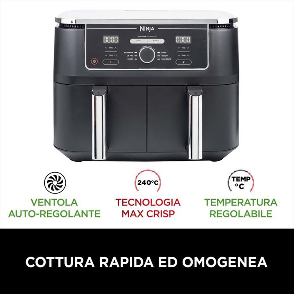 "NINJA - Friggitrice ad aria dual zone max da 9,5 L A-nero"