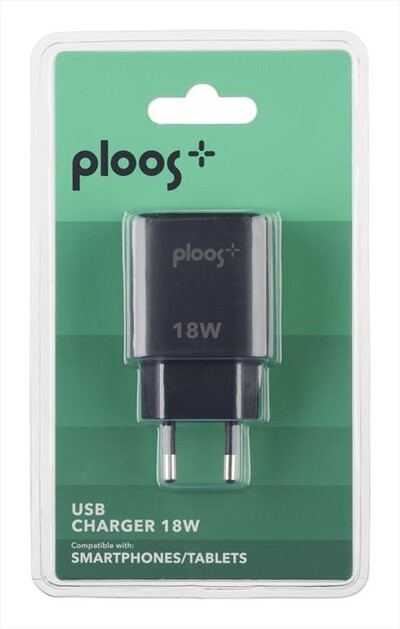 PLOOS - Caricabatterie USB ADAPTER 18W - UNIVERSALE-Nero